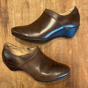 ECCO Sculptured Brown Leather Wedge Ankle Boots EU 37